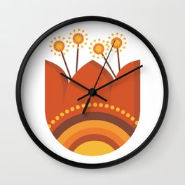 Orange Bloom Wall Clock