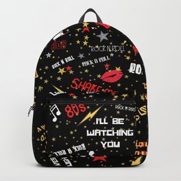 ROCK N ROLL 80'S Backpack | Hostessgifts, Redlips, Stars, Graphicdesign, Rockstar, Vintagerock, 80S, Rockers, 80Sparty, 80Smusic 