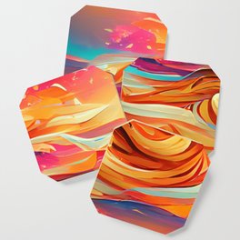 ultra colorful, swirly landscape Coaster