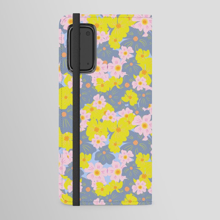 Pastel Spring Flowers on Sky Blue Android Wallet Case