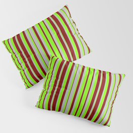 [ Thumbnail: Grey, Chartreuse, and Maroon Colored Striped Pattern Pillow Sham ]