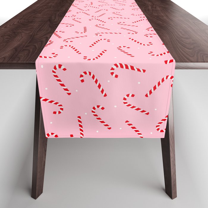 Christmas Candy Cane Pink Table Runner