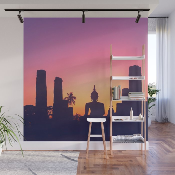 Buddha in Cityscape Wall Mural