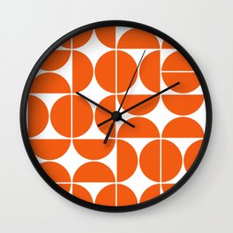 Mid Century Modern Geometric 04 Orange Wall Clock
