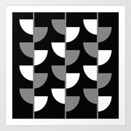 Climbing High - Grey and White on Black - Slices series Art Print