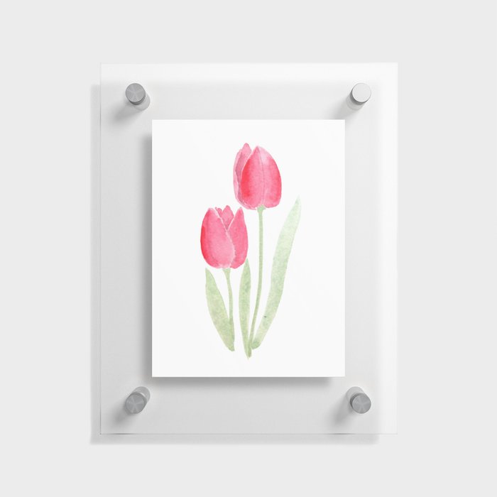 two red tulips watercolor  Floating Acrylic Print