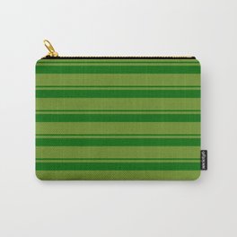 [ Thumbnail: Dark Green & Green Colored Pattern of Stripes Carry-All Pouch ]