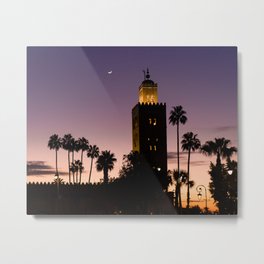 Koutoubia Moon - Marrakech Metal Print | Morocco, Moon, Dusk, Marrakech, Muslim, Mosque, Sunset, Architecture, Jemaael Fnaa, Islamic 