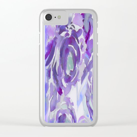 Purple Haze Painterly Floral Abstract Clear iPhone Case