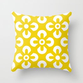 Summerish Illuminating Yellow White geometric flowers grid Throw Pillow