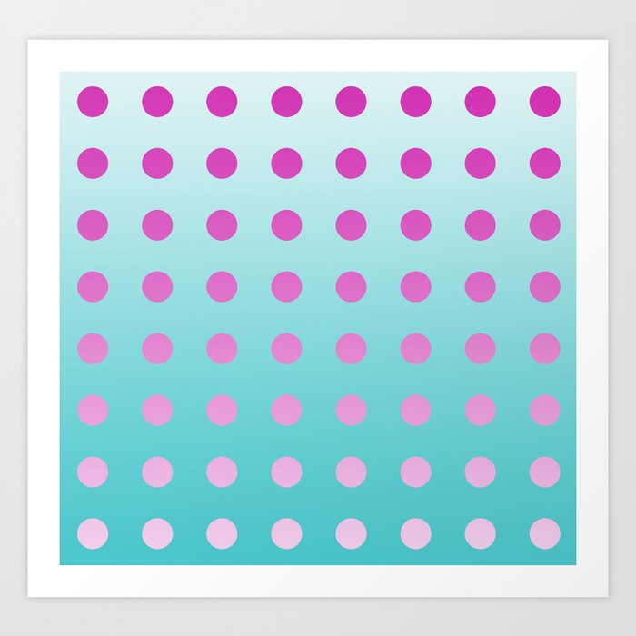 pink and aqua dots gradation Art Print