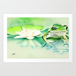The Frog And The Water Lily Art Print