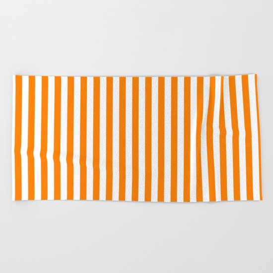 Vertical Stripes (Orange/White) Beach Towel
