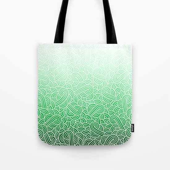 Ombre green and white swirls doodles Tote Bag