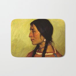 Portrait painting of a Blackfoot Native American Indian Woman by Joseph Henry Sharp Bath Mat