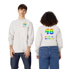 [ Thumbnail: HAPPY 48TH BIRTHDAY - Multicolored Rainbow Spectrum Gradient Long Sleeve T Shirt Long-Sleeve T-Shirt ]