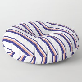 [ Thumbnail: Dark Salmon, Midnight Blue & Mint Cream Colored Stripes Pattern Floor Pillow ]