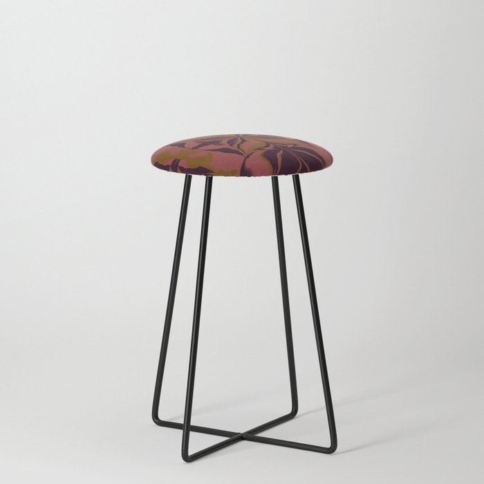 Fashionista Coral and Brown  Counter Stool