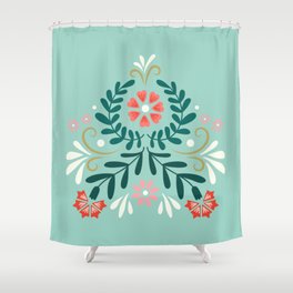 Floral Folk Pattern Shower Curtain
