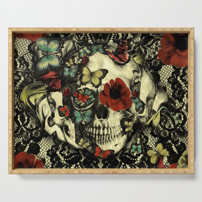 Vintage Gothic Lace Skull Serving Tray