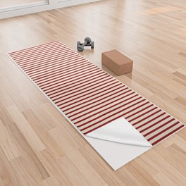 [ Thumbnail: Beige and Dark Red Colored Pattern of Stripes Yoga Towel ]