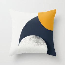 Yellow sun and navy wave Throw Pillow