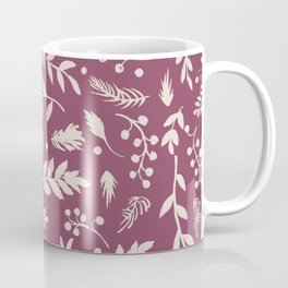 Autumn Flora Print, Cream on Wine Red (Fall Flora Collection) Coffee Mug