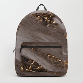 Brown Paint Brushstrokes Gold Foil Backpack