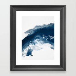 Building the Universe:  A minimal abstract acrylic painting in blue and white by Alyssa Hamilton Framed Art Print