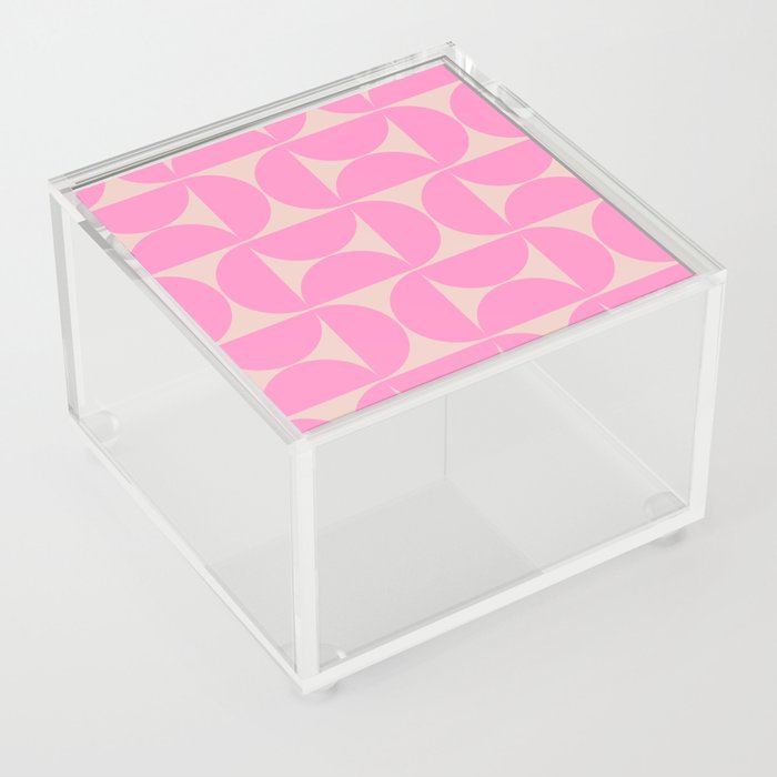 Mid Century Modern Print Peach And Pink Retro 70s Pattern Preppy Modern Decor Geometric Abstract Acrylic Box