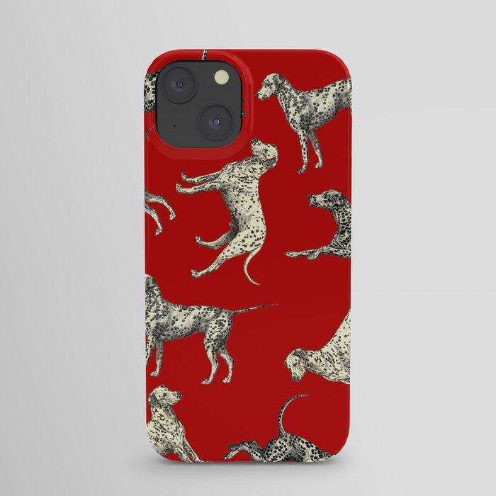Dalmatian Dogs & Dark Red iPhone Case