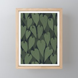 Dark tropical leaf pattern Framed Mini Art Print