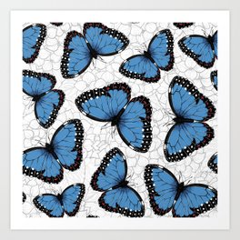 Blue morpho butterflies Art Print