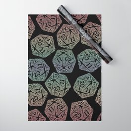 D20 for Gamers - Pastel Rainbow Gradient Icosahedron on Black Wrapping Paper