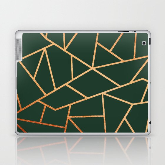 Emerald Green Golden Pattern Laptop & iPad Skin