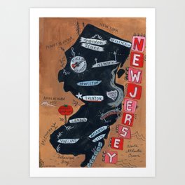 NEW JERSEY map Art Print