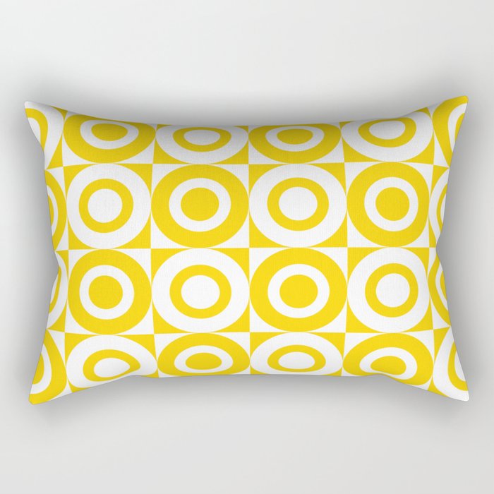 Mid Century Square and Circle Pattern 541 Yellow Rectangular Pillow
