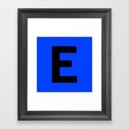 Letter E (Black & Blue) Framed Art Print