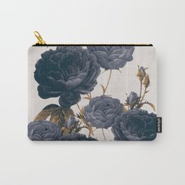 blue flowers Carry-All Pouch | Dada22, Garden, Gold, Flowers, Vintage, Botanical, Blooming, Nature, Graphite, Drawing 