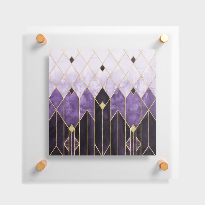Gold Diamonds Purple Nights Art Deco Geometric - Modern Pattern Floating Acrylic Print