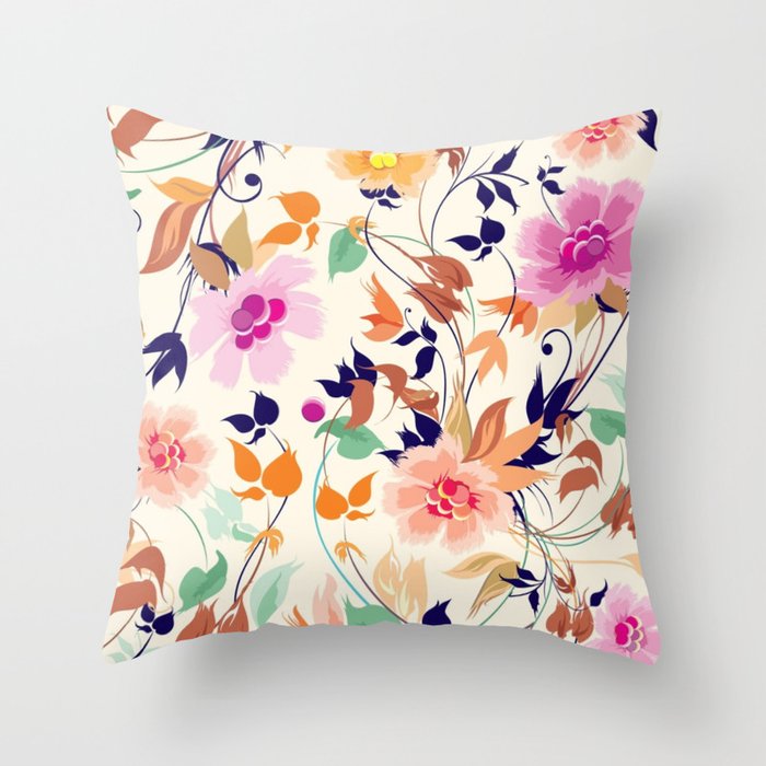 Floral Pattern Throw Pillow