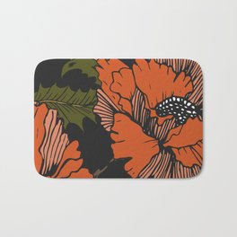 Autumnal flowering of poppies Bath Mat | Poppies, Blooming, Foliage, Red, Colored Pencil, Nature, Vector, Pattern, Winter, Illustration 