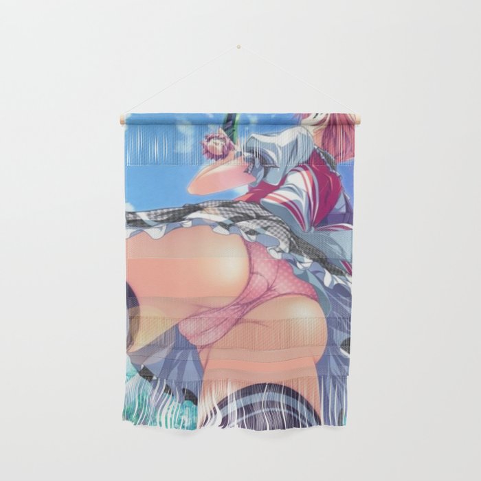 Hentai upskirt teen, texting in the park while out for a stroll, innocent anima Wall Hanging