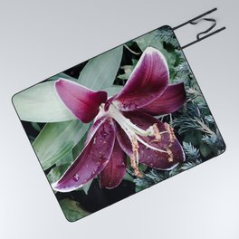 Purple Lilly garden blossom Picnic Blanket
