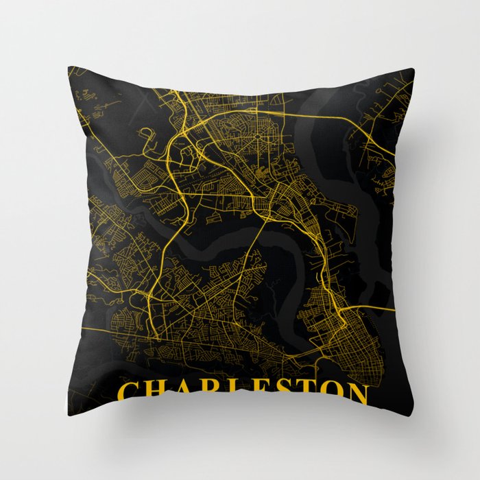 Charleston map Throw Pillow