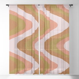 lava lamp, pink + olive Sheer Curtain