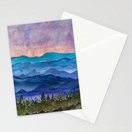 Blue Ridge Mountains Sunrise Original Watercolor Painting Stationery Card