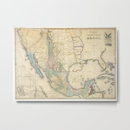 Vintage Map of Mexico (1847) Metal Print | Mexicocartography, Mexicocartograph, Mexicohistory, Cartographofmexico, Mexicogeography, Iheartmexico, Oldmapofmexico, Oldmexicomap, Drawing, Geographyofmexico 