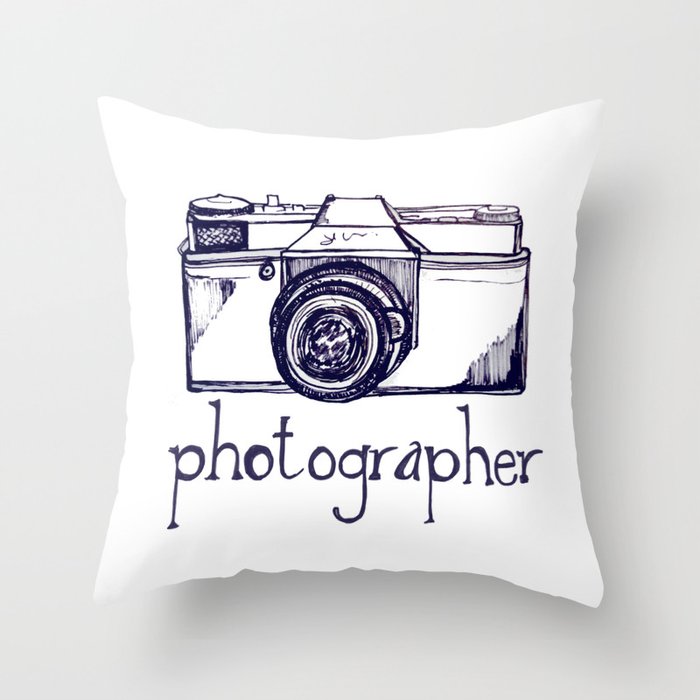 Photographer vintage camera Throw Pillow