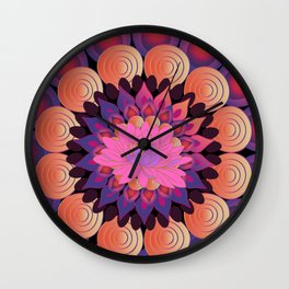 Colorful Flowers Mandala  Wall Clock